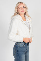 Alethea Hooded Faux Fur Bomber Jacket