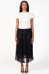 Arlo Floral Embellished Tulle Midi Skirt