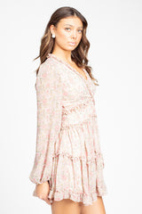 Madison Floral Ruffle Trim Mini Dress