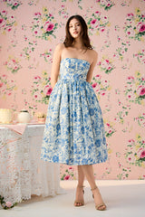 Ophelia Strapless Printed Midi Dress