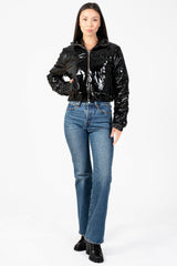 Lola Patent Bomber Puffer Jacket