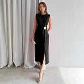 Solid color long skirt split skirt