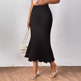 Knitted jacquard elastic hip-wrapped fishtail skirt skirt