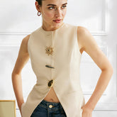 Solid color sleeveless temperament vest vest