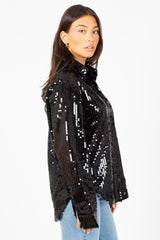 Starlite Collared Sequin Blouse