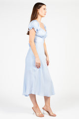 Cindy Satin Off-The-Shoulder Midi Dress