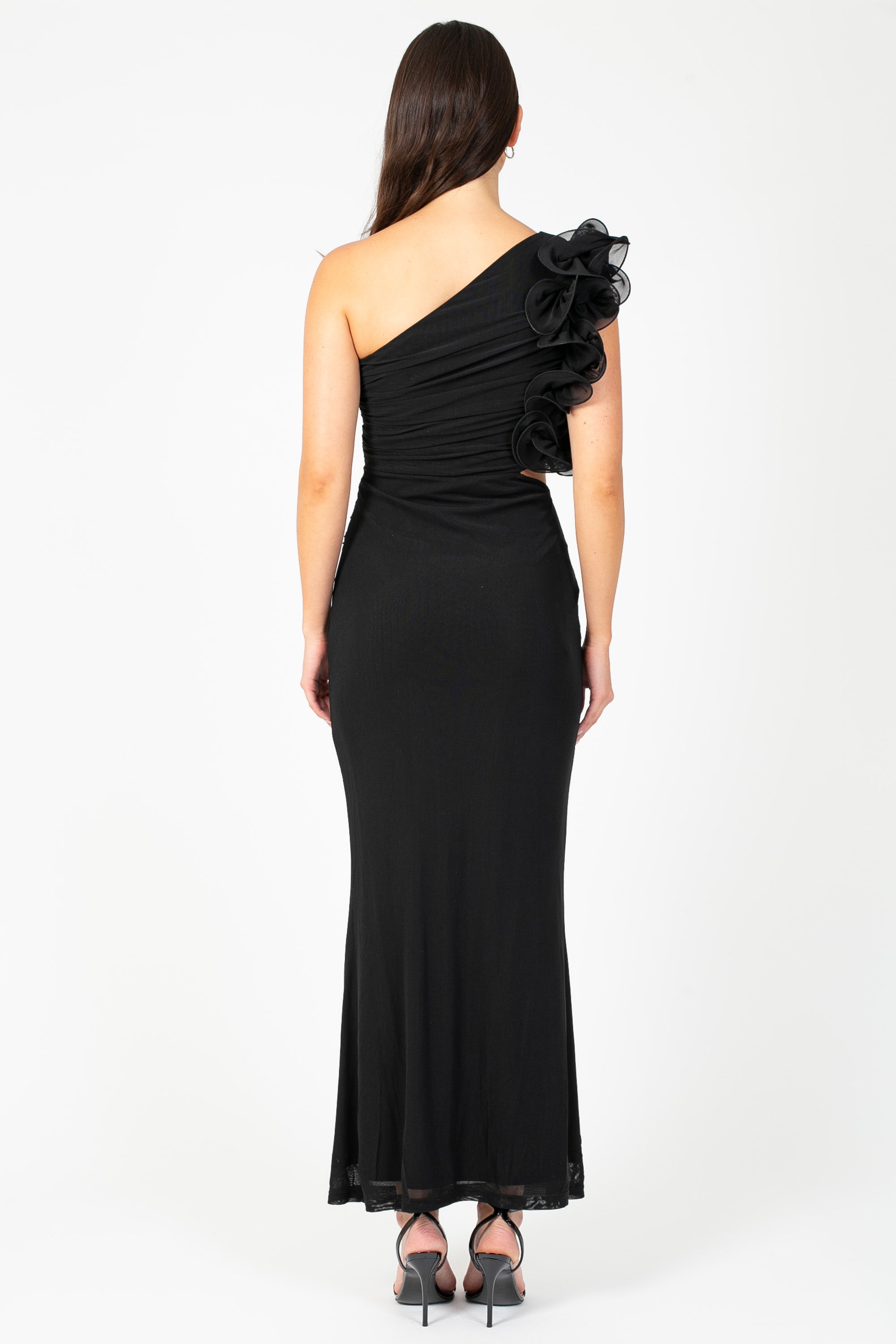 Talia Ruffle Mesh Maxi Dress