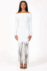 Aurelia Knit Fringe Midi Dress