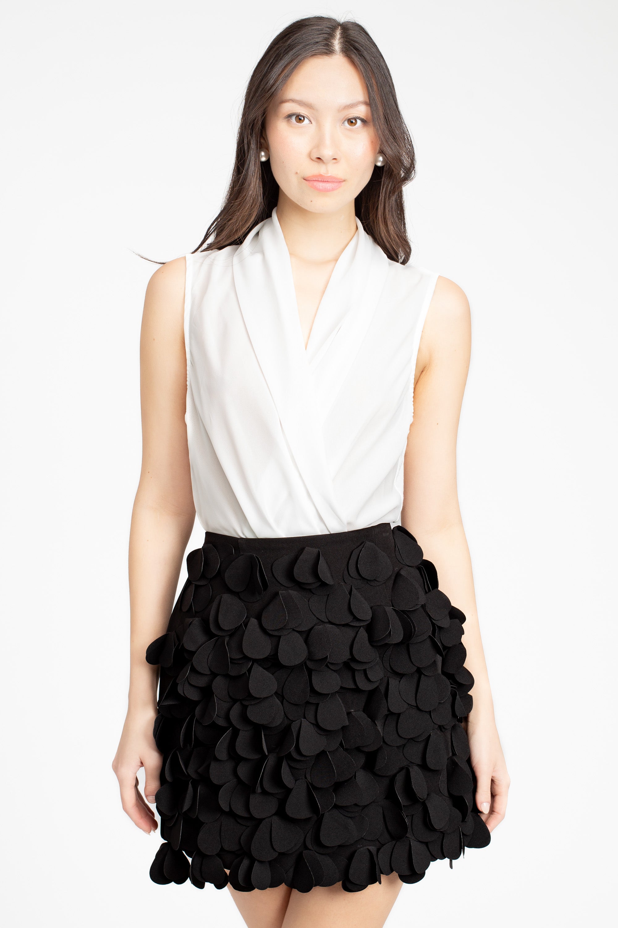 Dorothea Sleeveless Drapey Chiffon Bodysuit