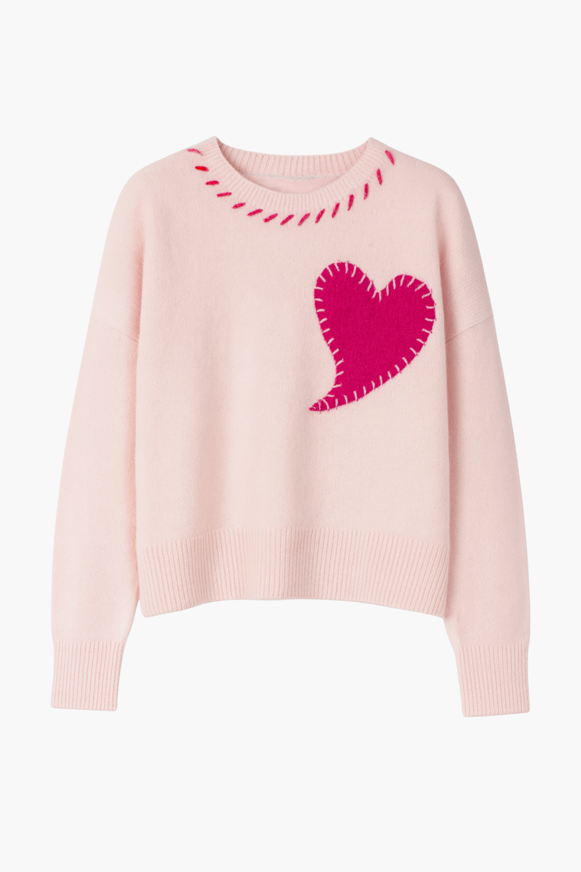 Lyla + Luxe® Heart Stitch Crew Neck Sweater