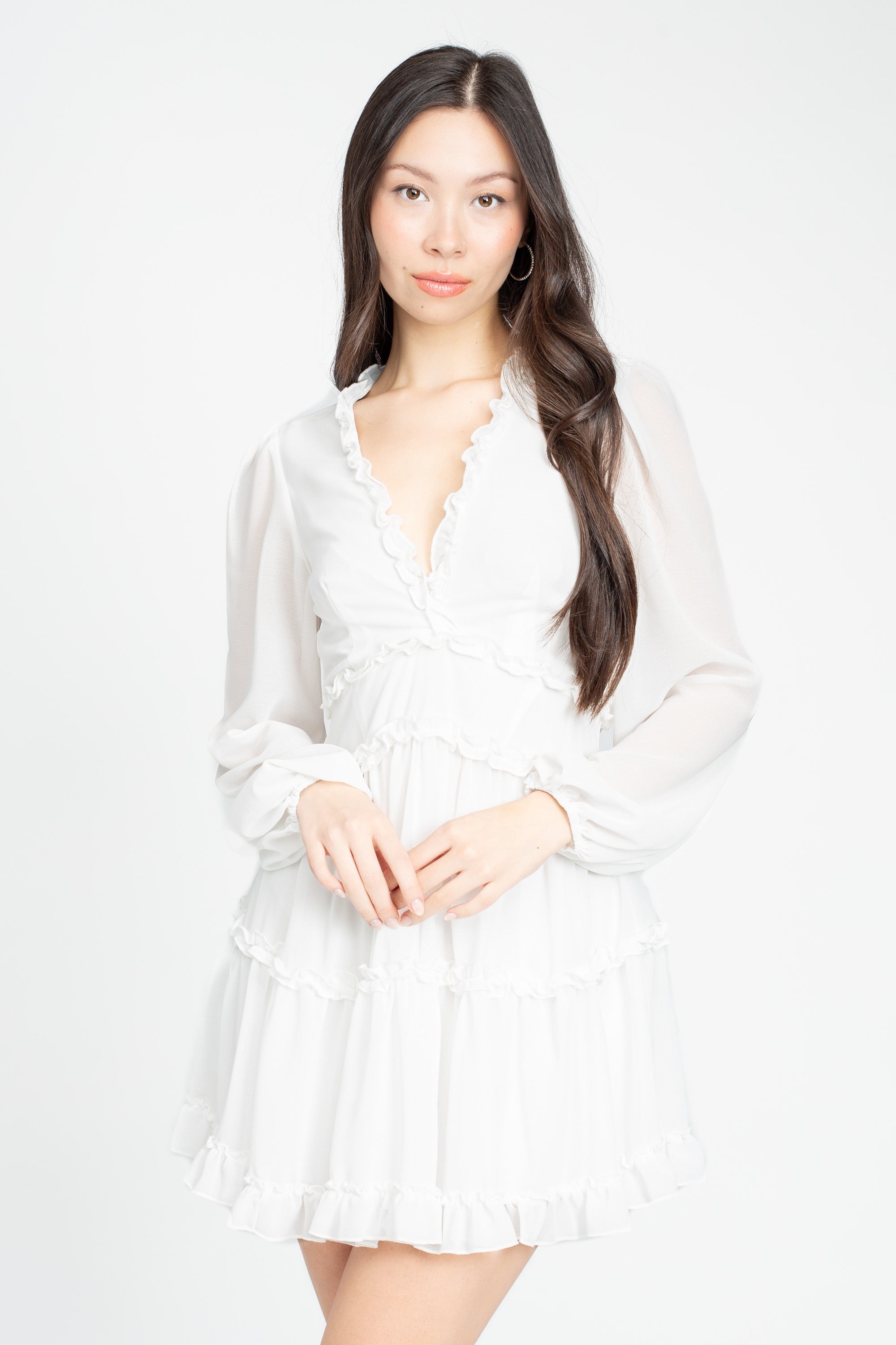 Mackenzie Ruffle Trim Mini Dress