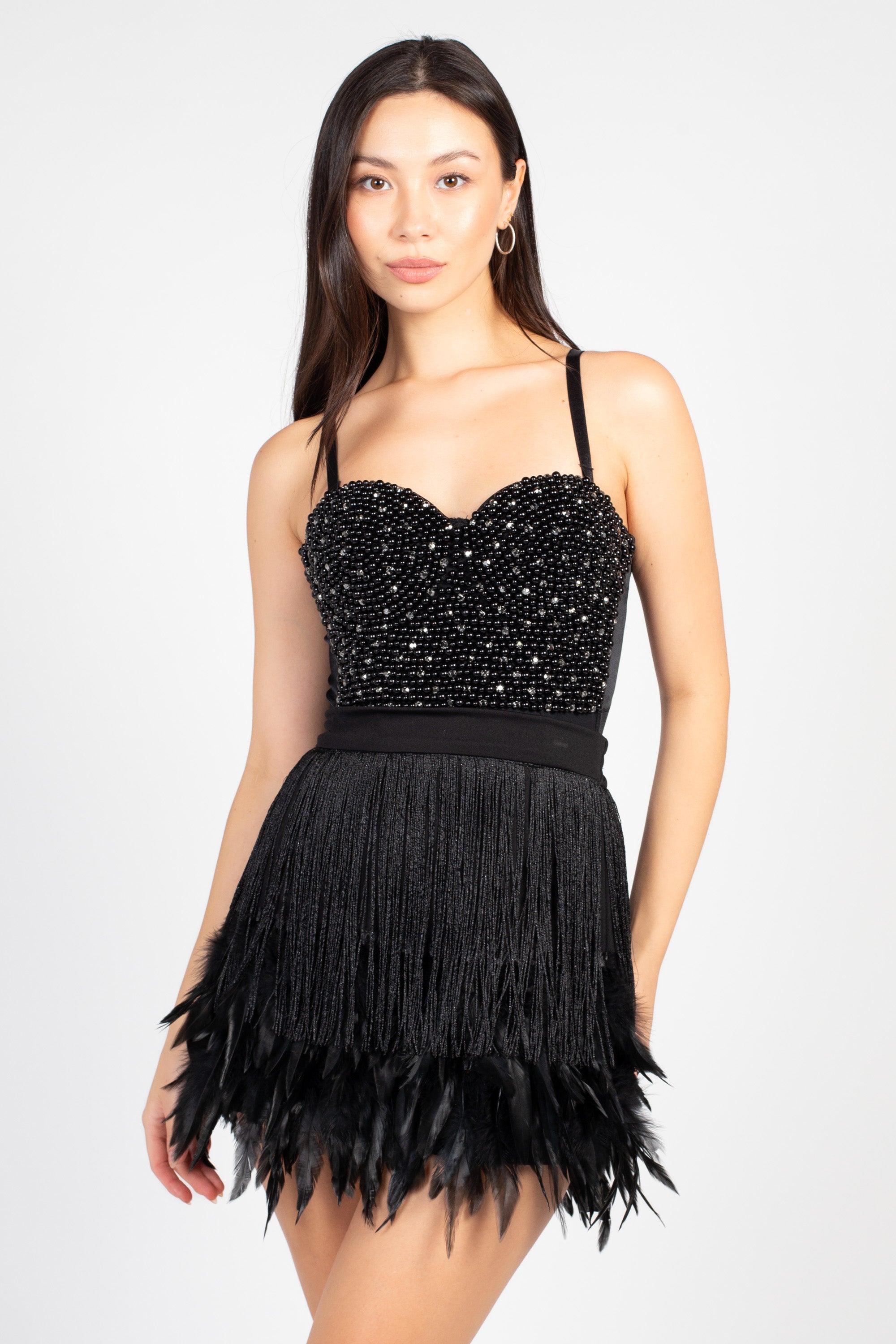 LoveGame Feather Trim Mini Skirt