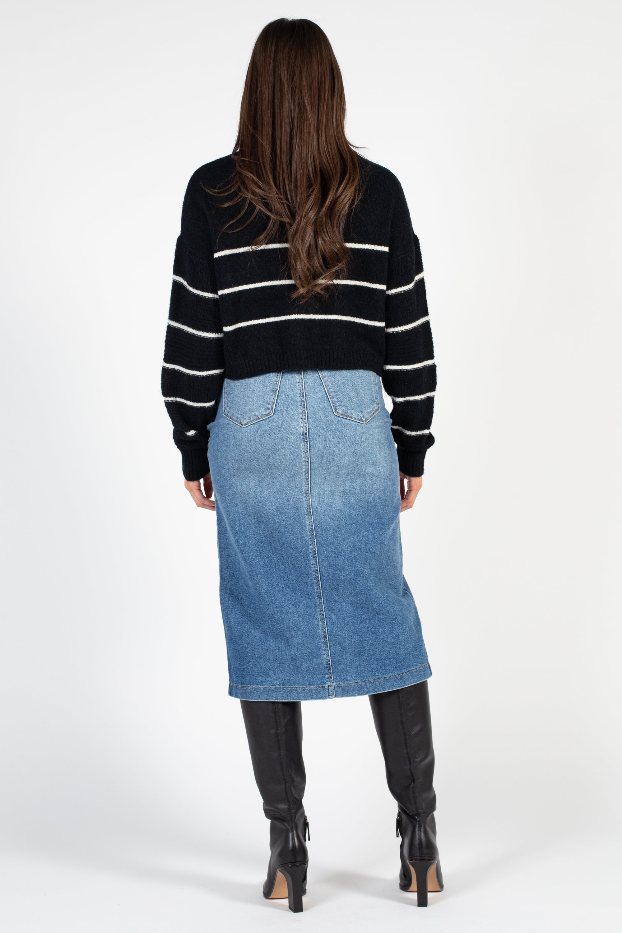 Ambrielle Turtleneck Stripe Sweater