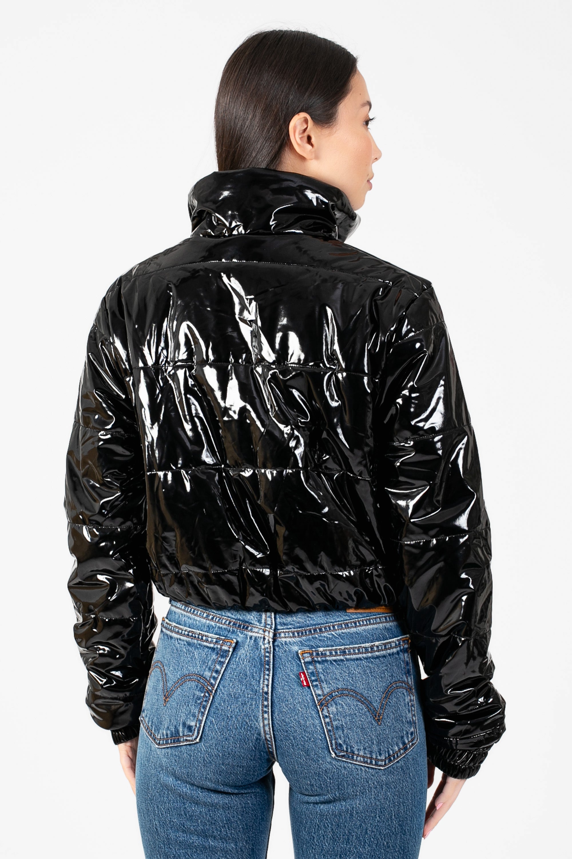 Lola Patent Bomber Puffer Jacket