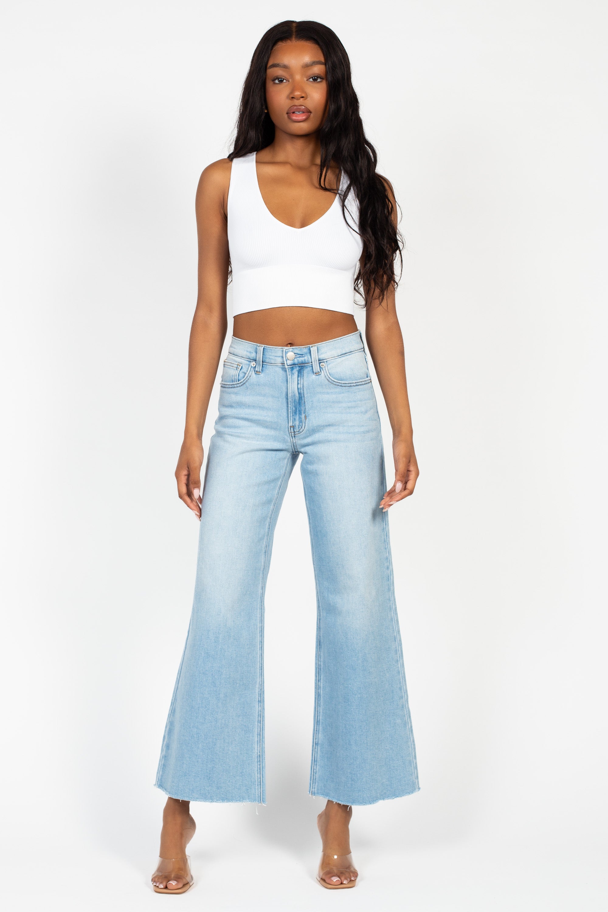 Nikibiki Ribbed Deep V Tank Top