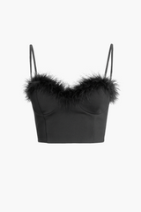 Kenny Feather Trim Crop Bustier