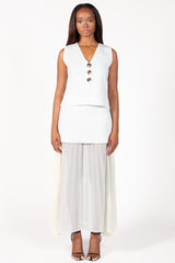 Cerelia Pleated Sheer Underlay Maxi Skirt
