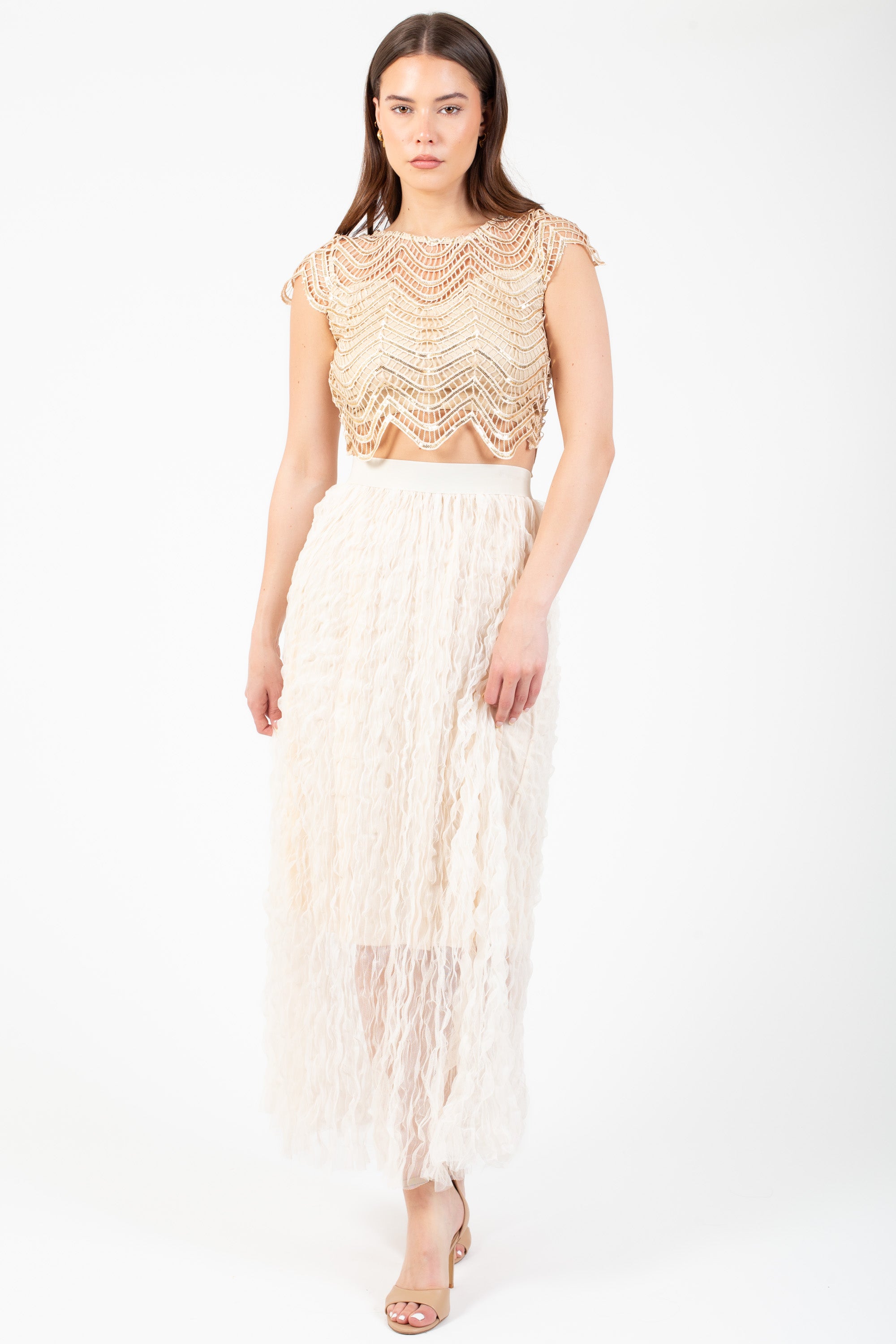 Edge of Glory Crochet Sequin Blouse