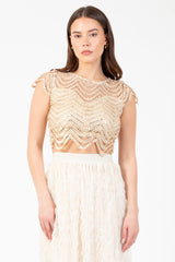 Edge of Glory Crochet Sequin Blouse