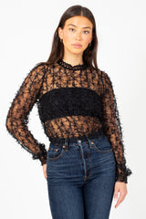 Babylon Mesh Bow Applique Blouse